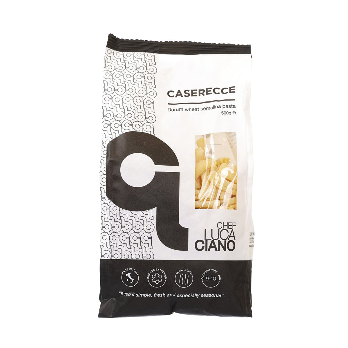 Artisanal caserecce pasta bag, durum wheat, 500 g, Chef LUCA CIANO