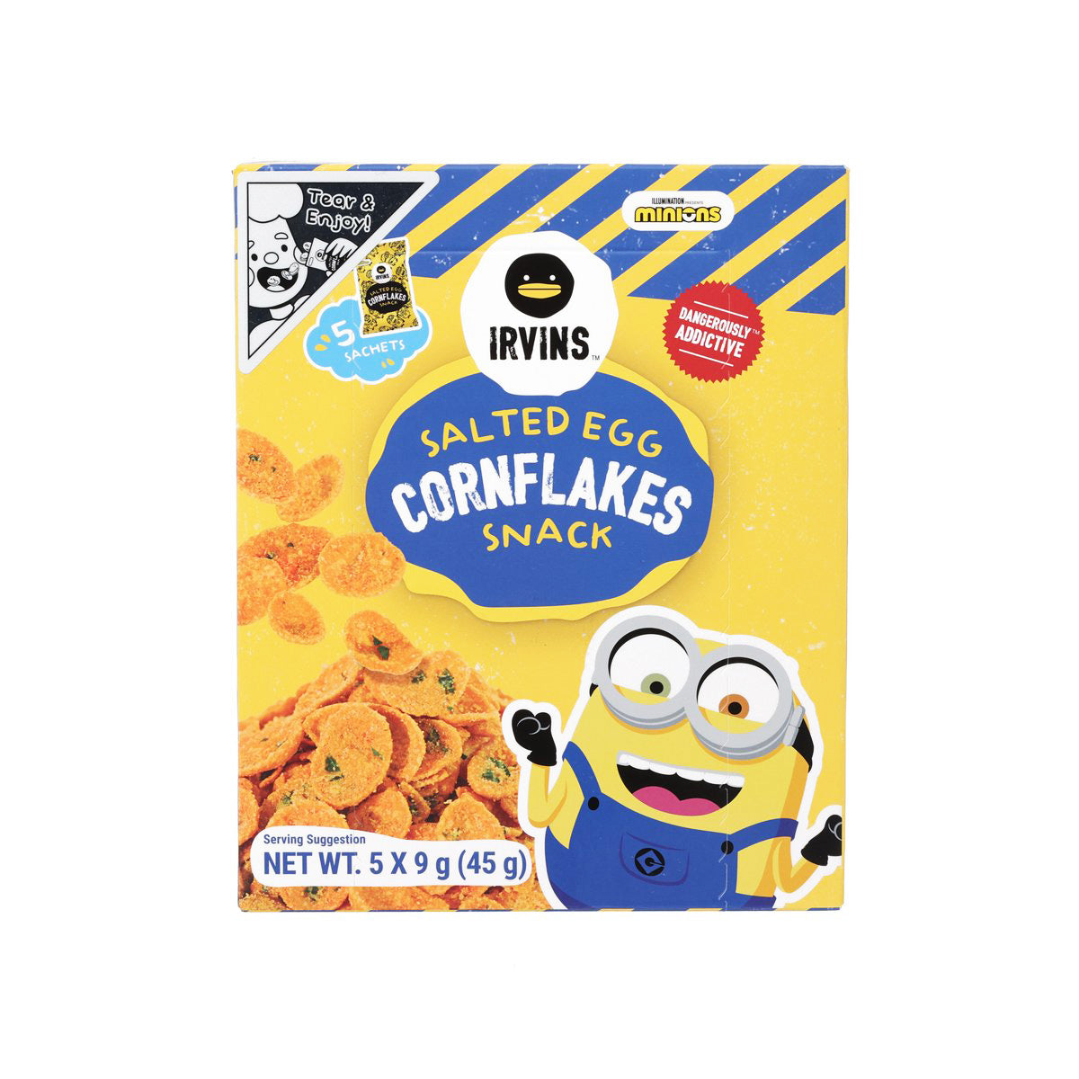 IRVINS salted egg cornflakes snack box with Minions character, 45 g