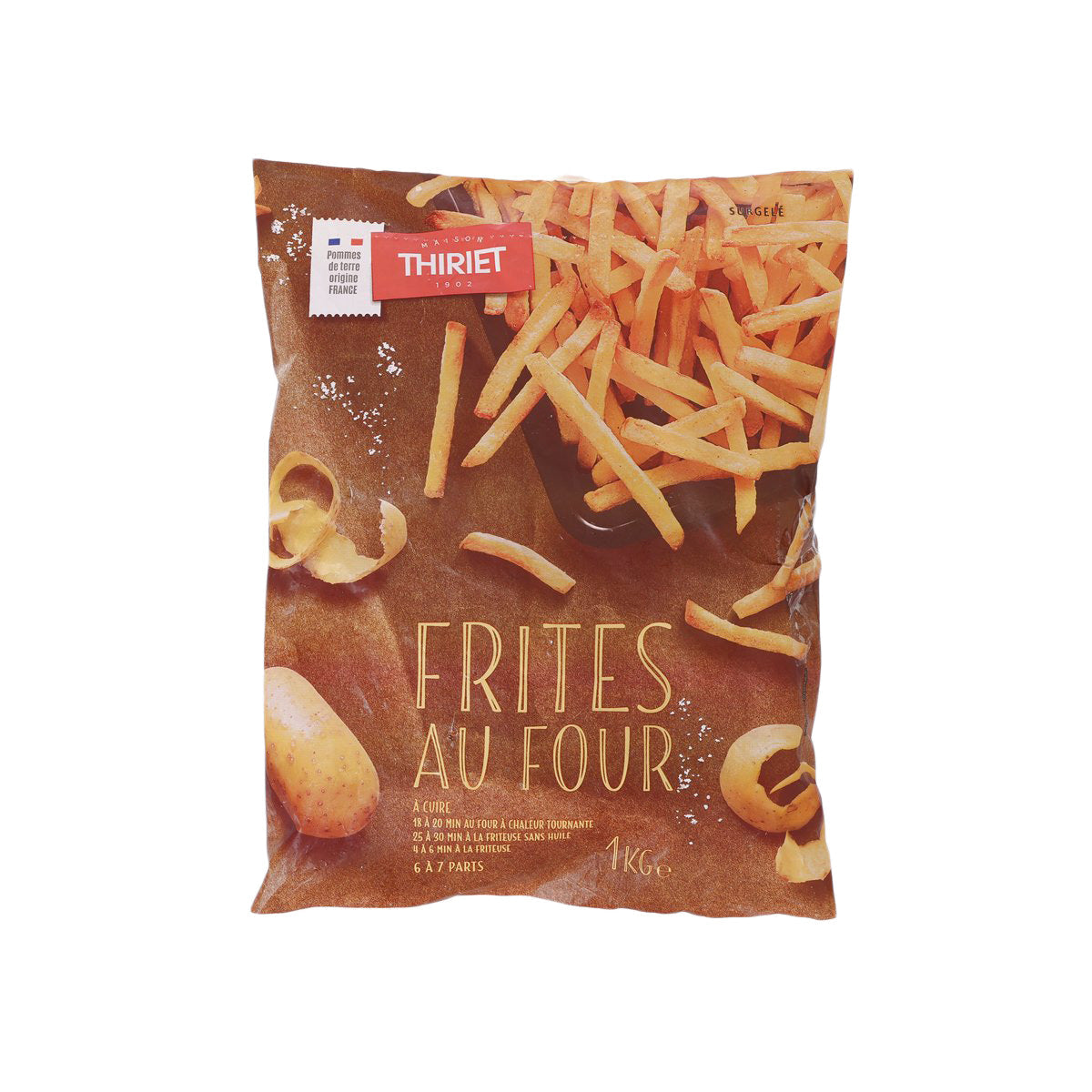 Pre-fried oven fries bag, 1kg, with French fries artwork