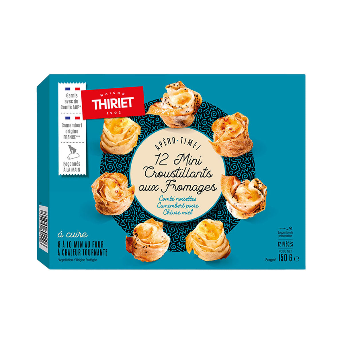 THIRIET crispy cheese appetisers box with 12 mini cheese croissants, 150 g
