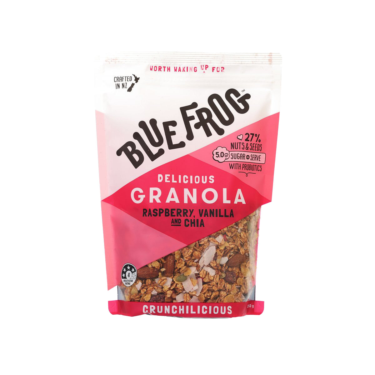 BLUEFROG granola bag, raspberry vanilla & chia, 350g