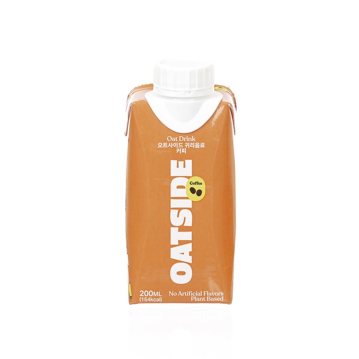 Orange coffee oat drink PET bottle with white cap, 200 mL front label