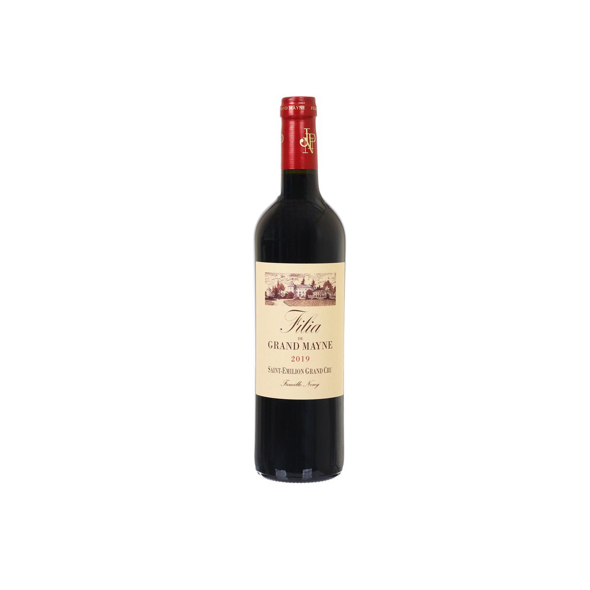FILIA DE GRAND MAYNE 2019 wine bottle with front label and red capsule