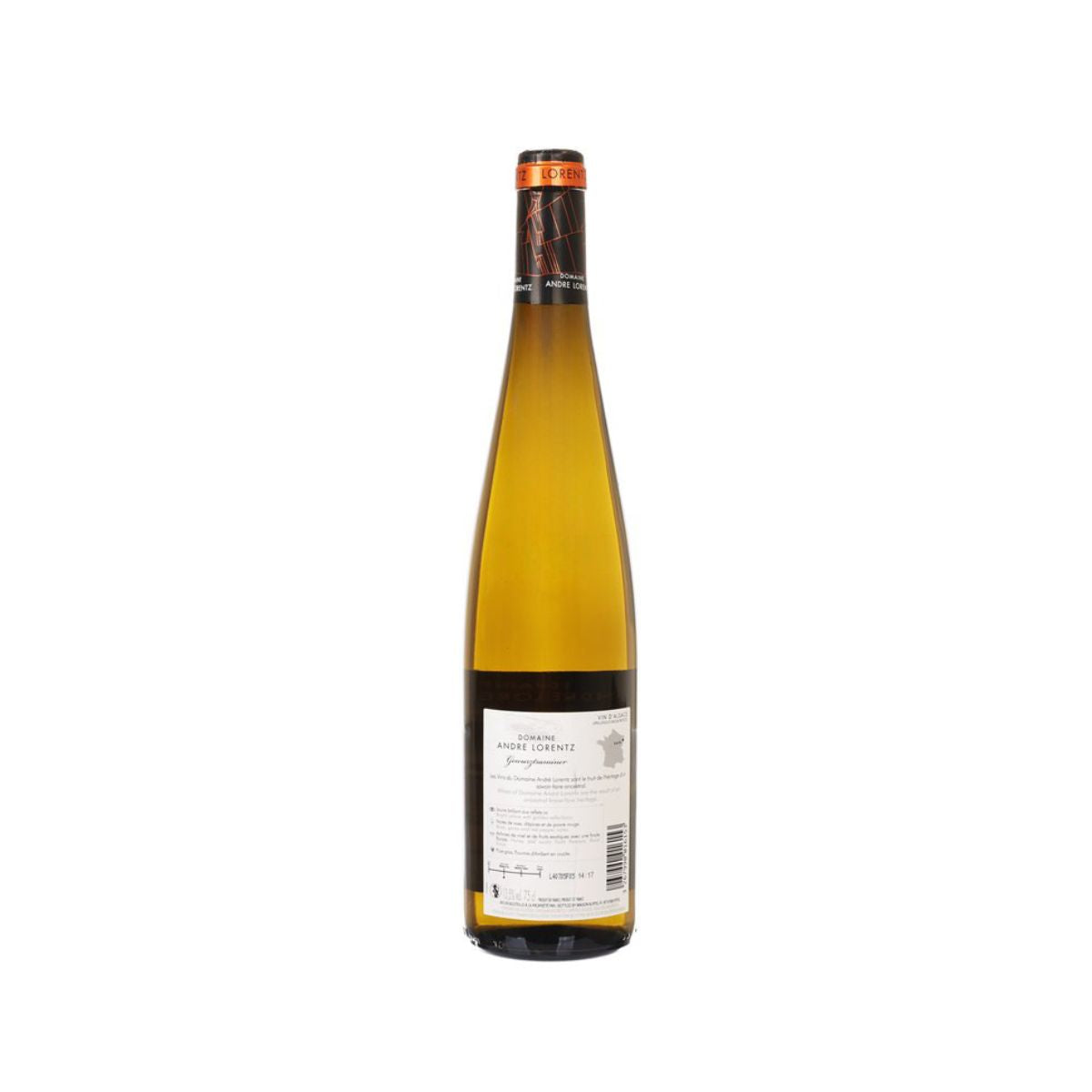 ANDRE LORENTZ Gewurztraminer 2023 wine bottle, 750 mL, back label view