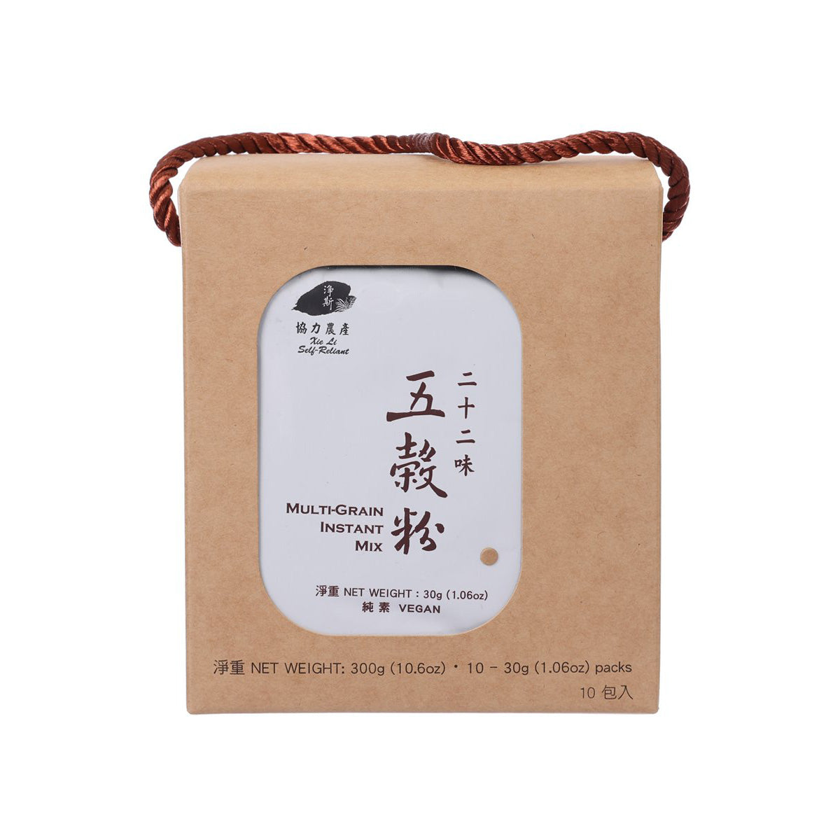 Multi-grain instant mix box, kraft paper with rope handle and front label