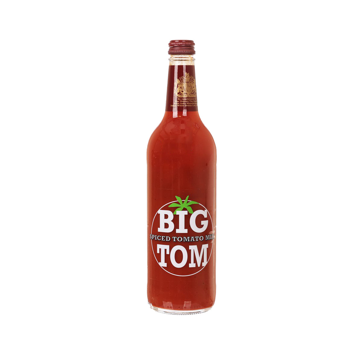 Spiced tomato mix bottle, 750 mL, with front label and red glass bottle cap.