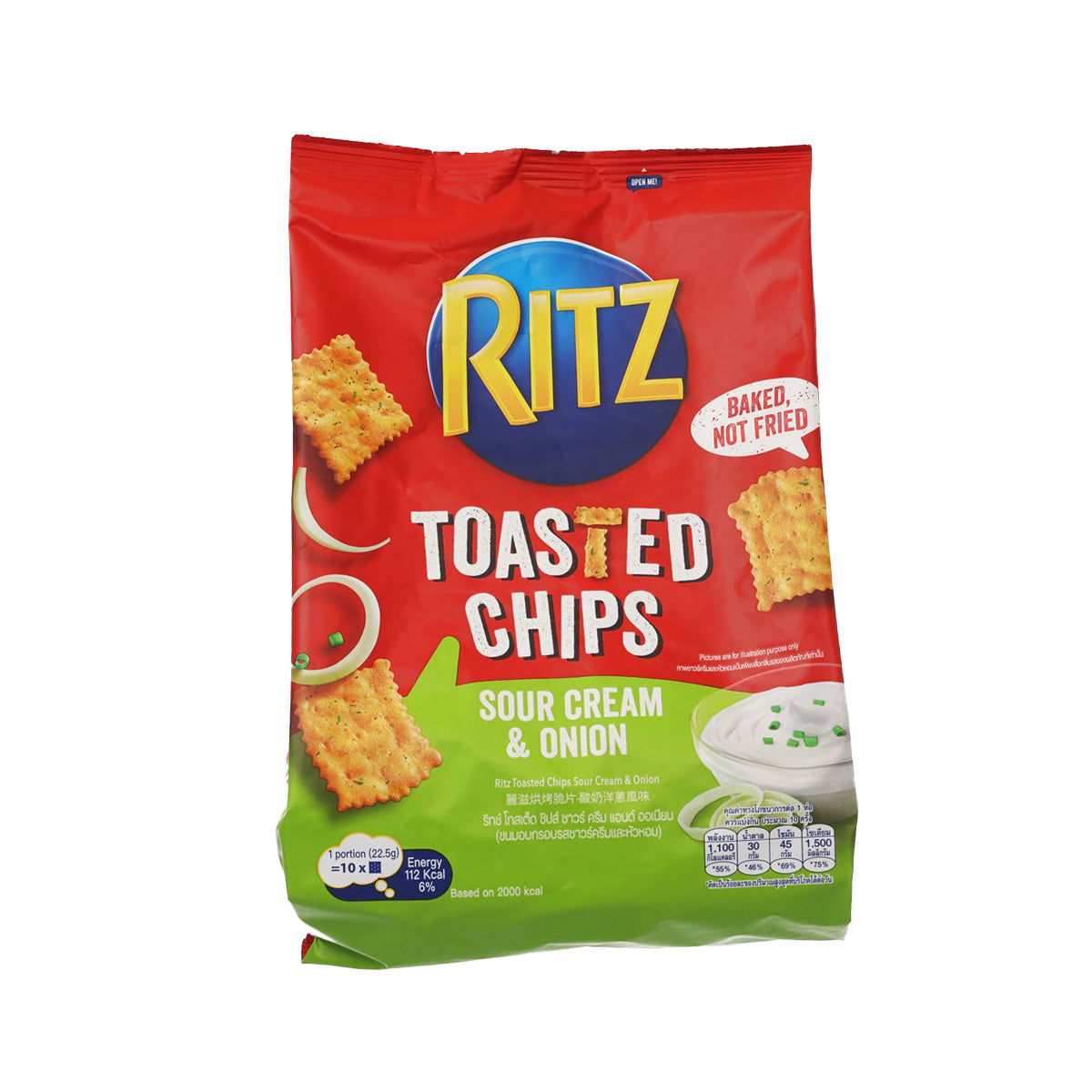 RITZ toasted chips bag with sour cream and onion flavor