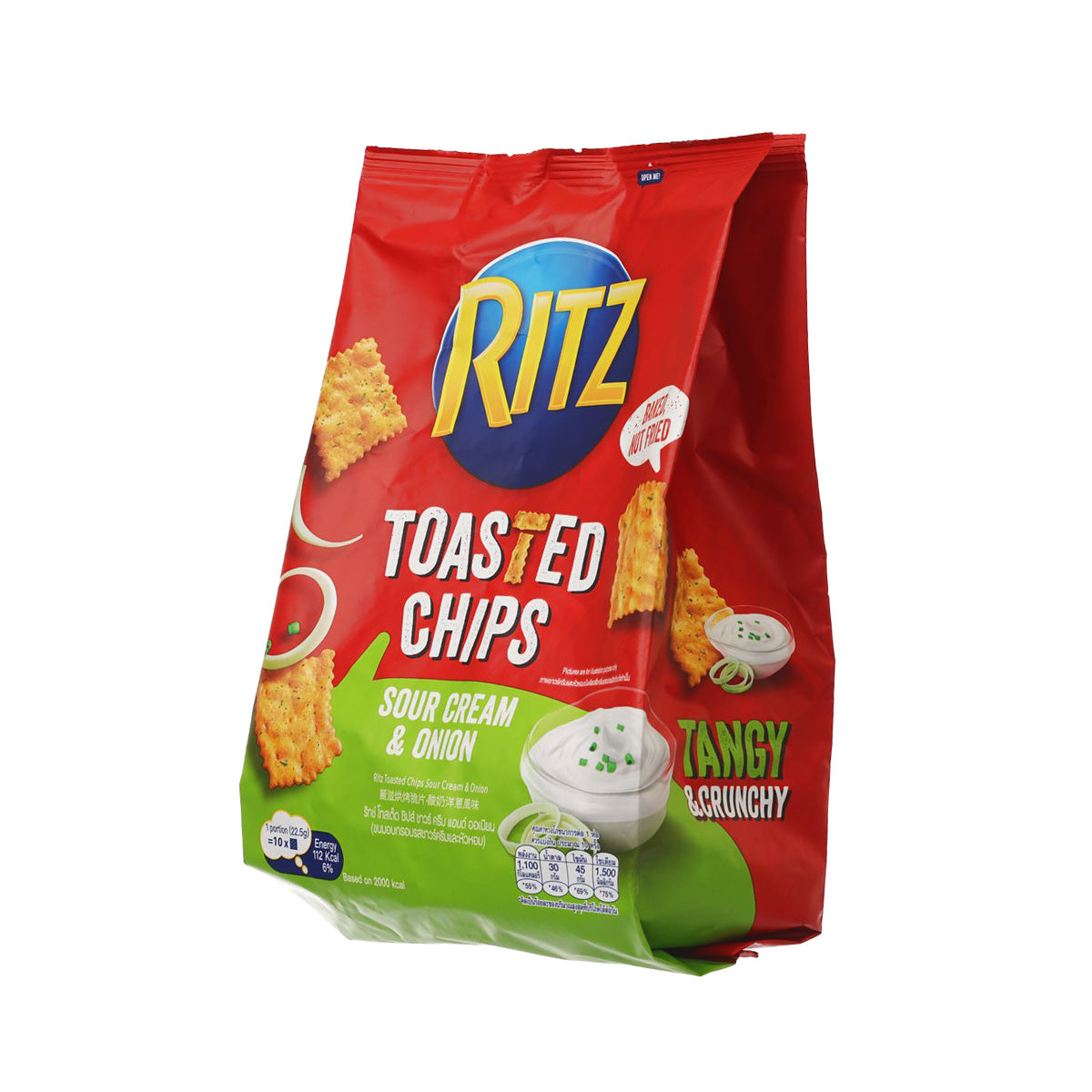 RITZ toasted chips bag, sour cream & onion, front view