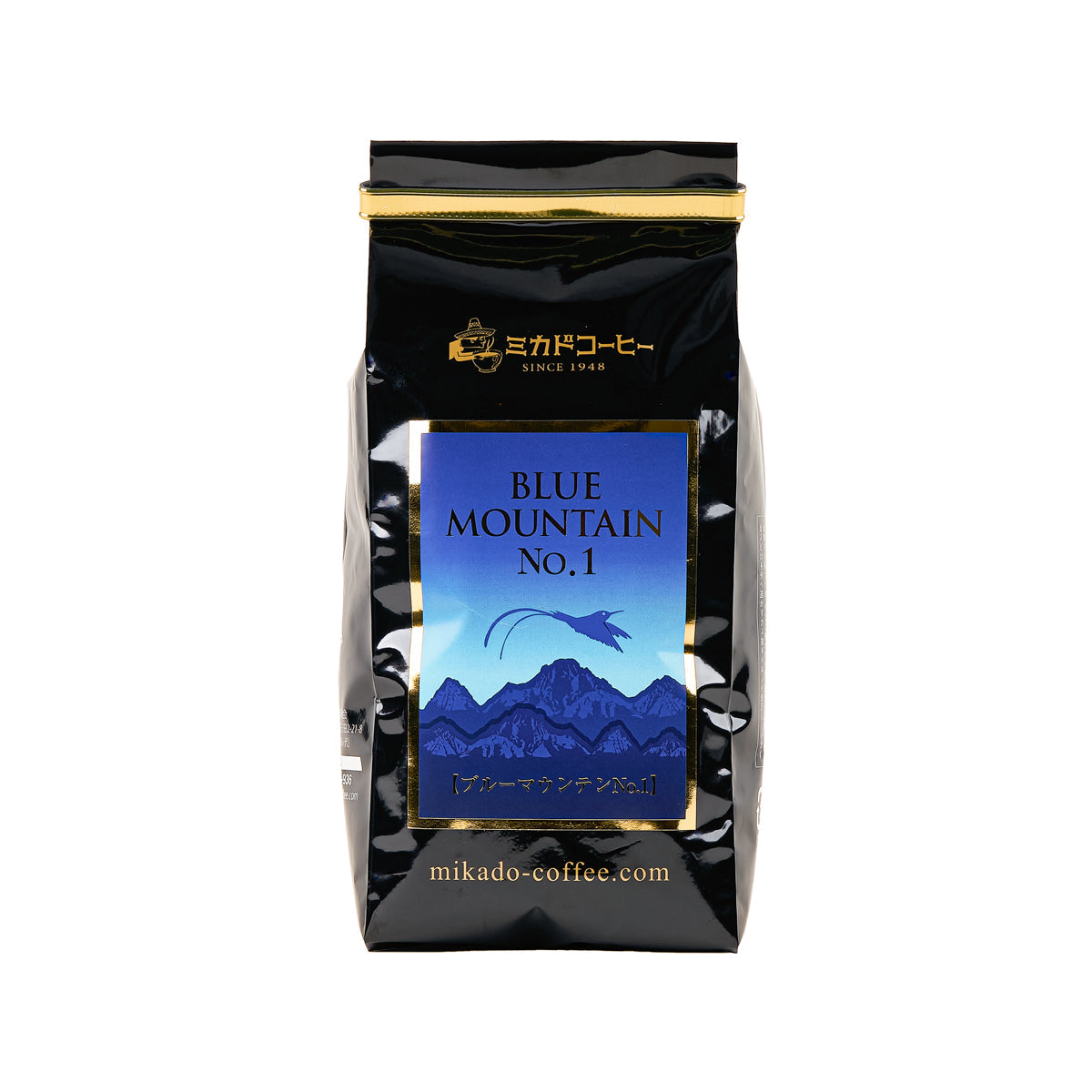 MIKADO Blue Mountain No.1 coffee bean bag, 100g, black with blue front label