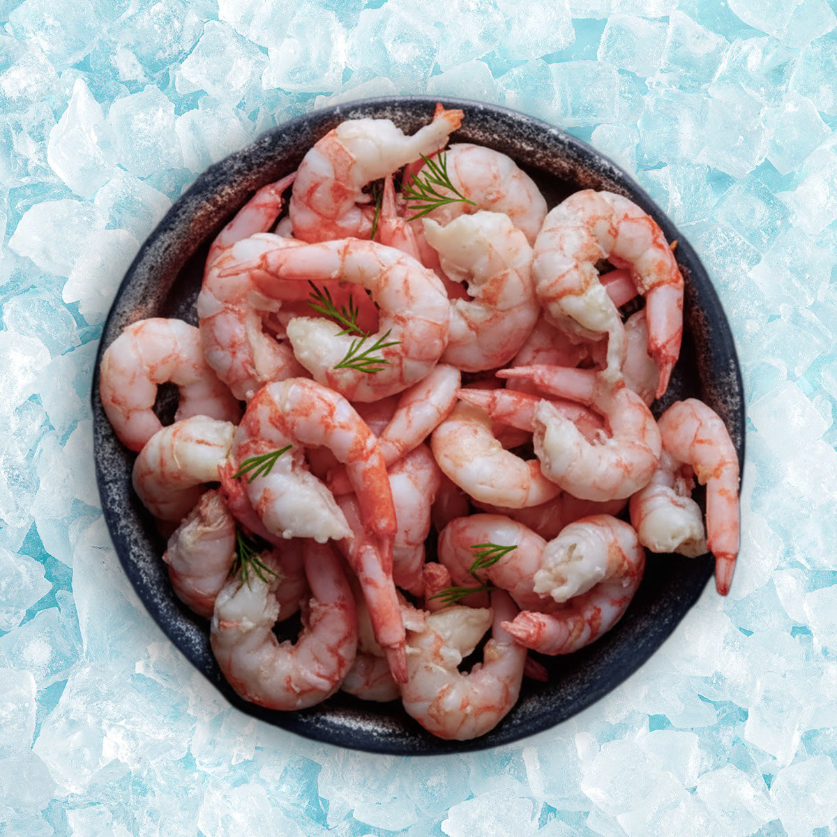 THIRIET frozen cooked peeled wild prawns in a bowl