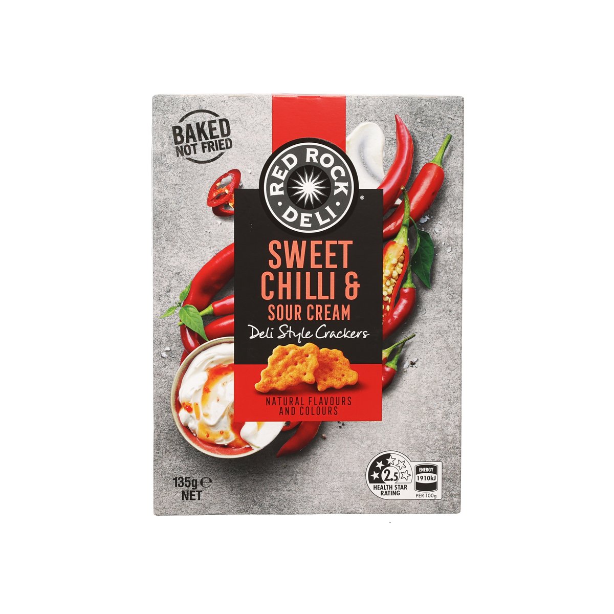 Deli style crackers box, Sweet Chilli & Sour Cream flavor, 135g net weight