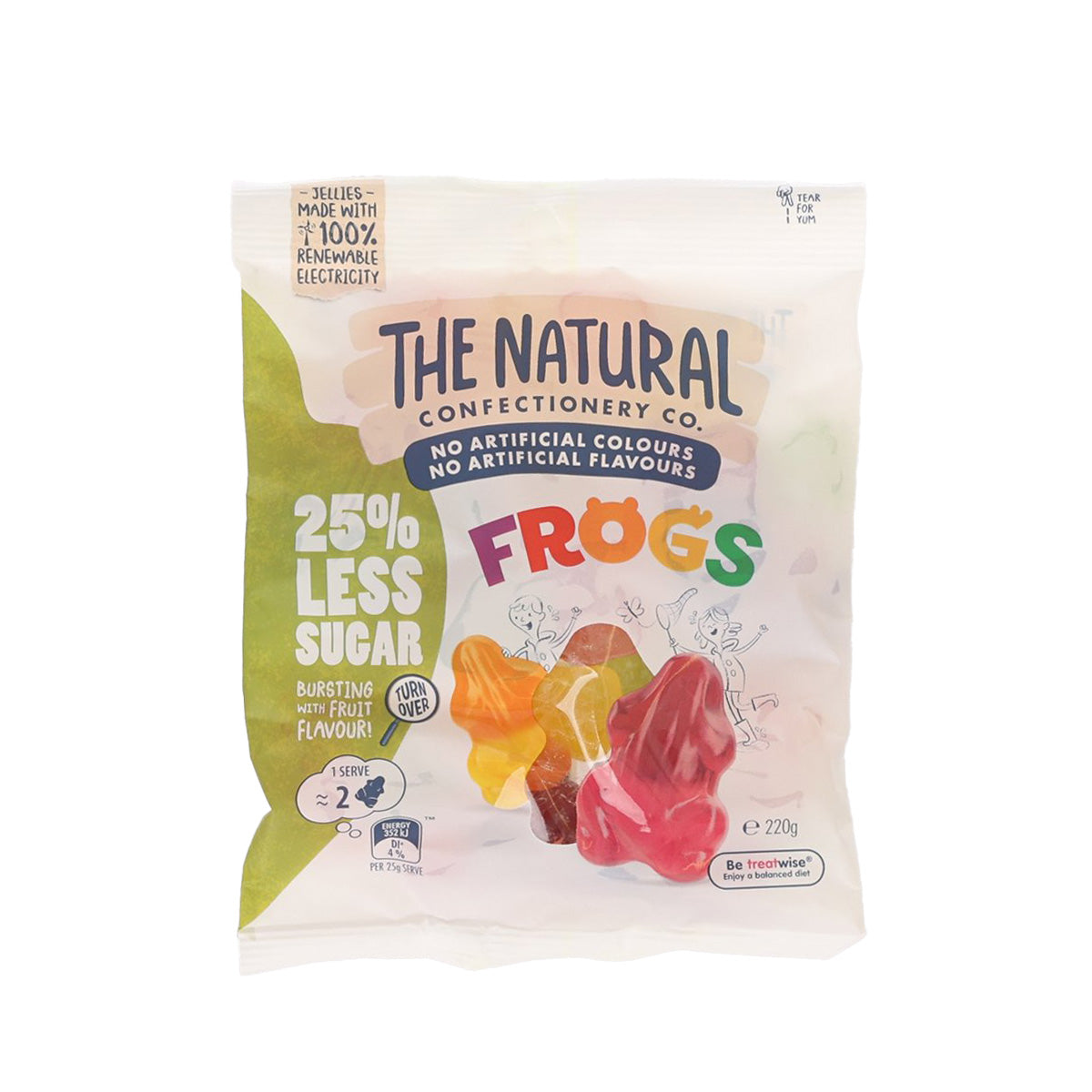 Less sugar jelly frogs pouch with colorful frog-shaped gummies, 220g
