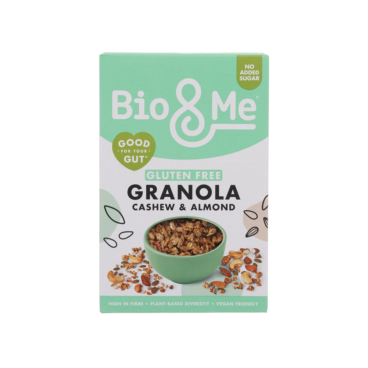 Bio & Me gluten-free granola box with cashew and almond, no added sugar