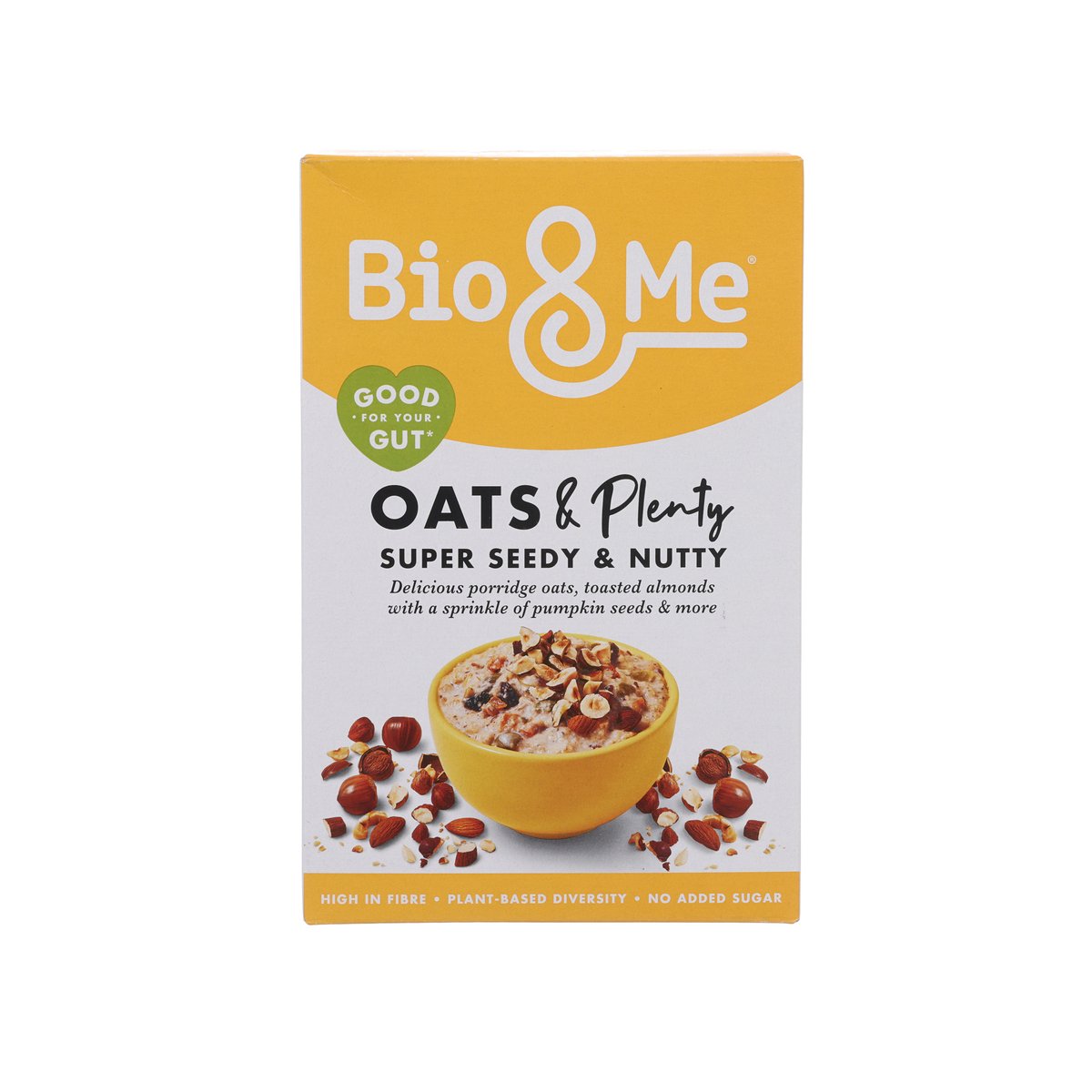 Bio & Me Oats & Plenty super seedy nutty porridge oats pack, front