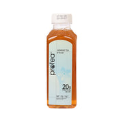 Jasmine tea protein drink PET bottle, amber liquid, front label with 20g protein