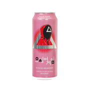 Pink energy drink can with Squid Game character graphic and branding