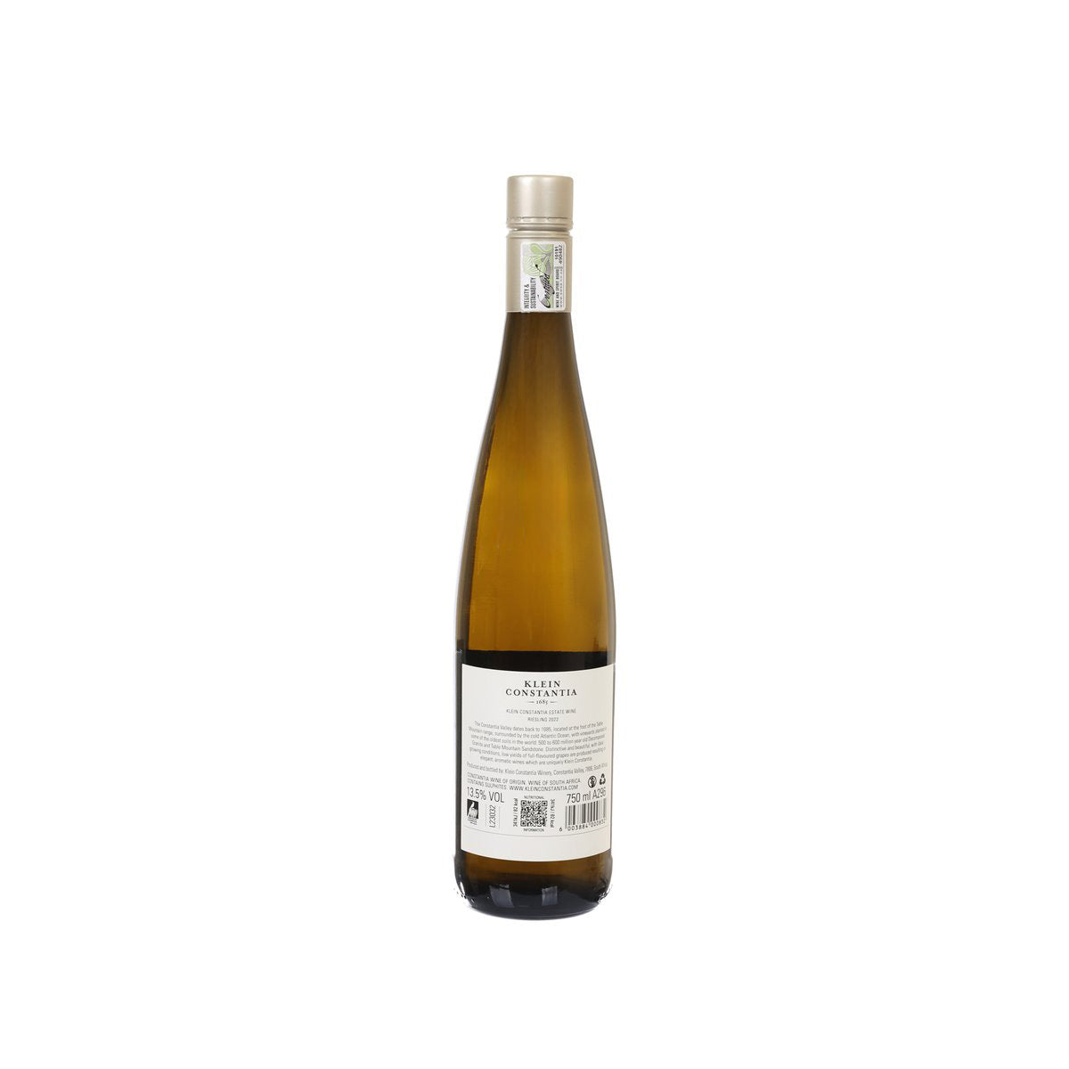 KLEIN CONSTANTIA Estate Riesling bottle, back label and barcode