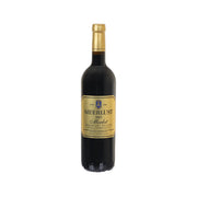 Merlot wine bottle with gold label and foil neck cap