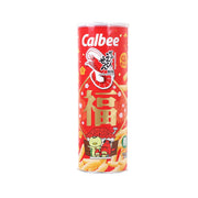 CALBEE prawn crackers canister, Original flavor, red package with snack illustration