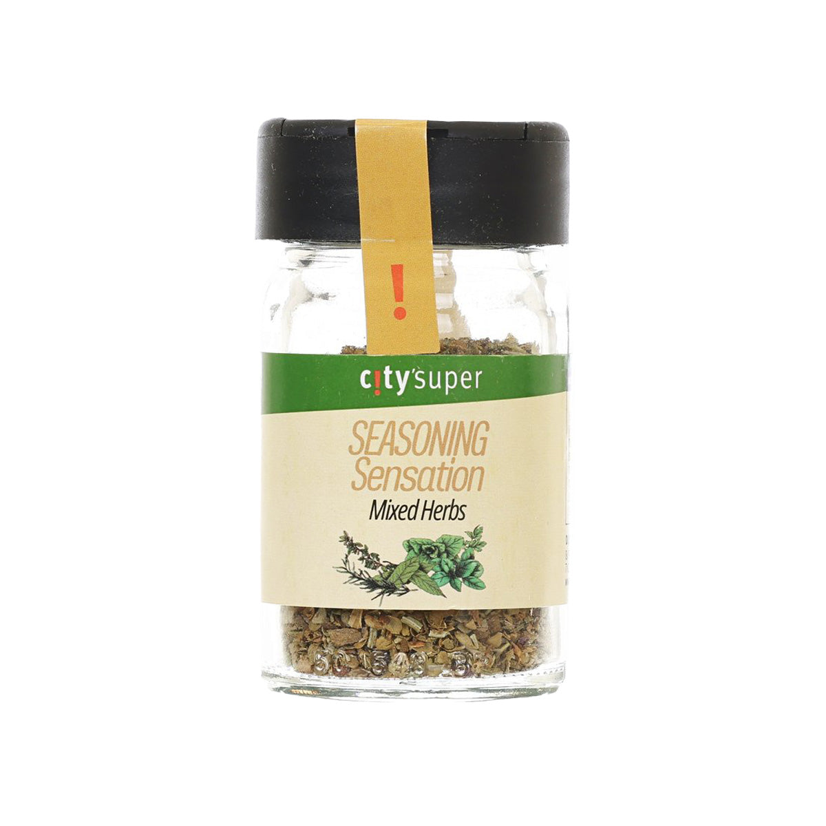 CITYSUPER mixed herbs seasoning jar, clear glass with black cap and gold label (9g)