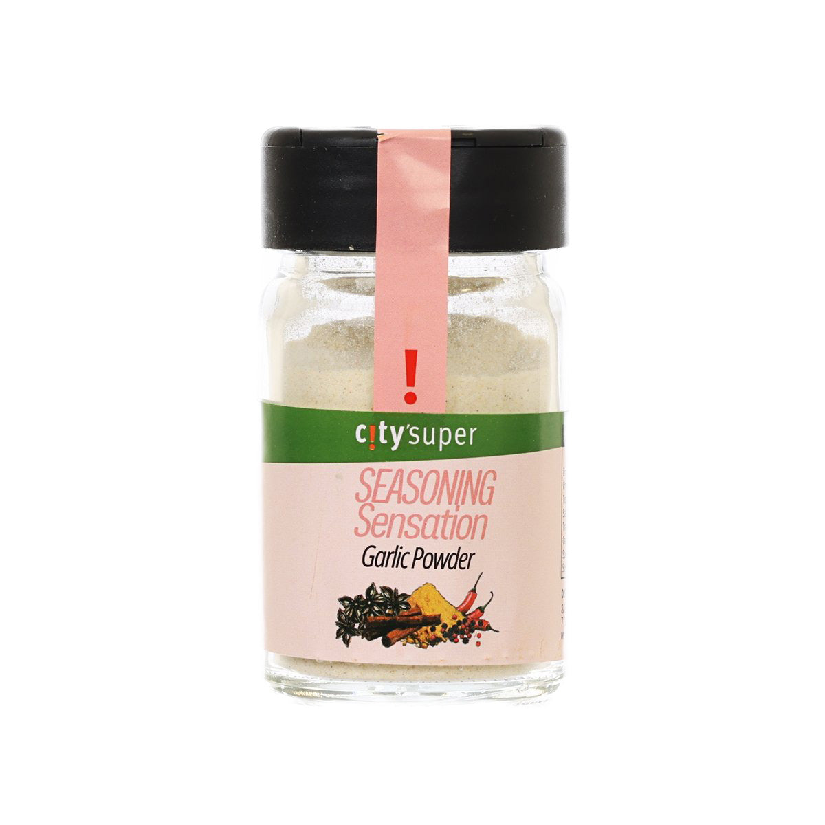CITYSUPER garlic powder seasoning in glass jar with black cap, front label view