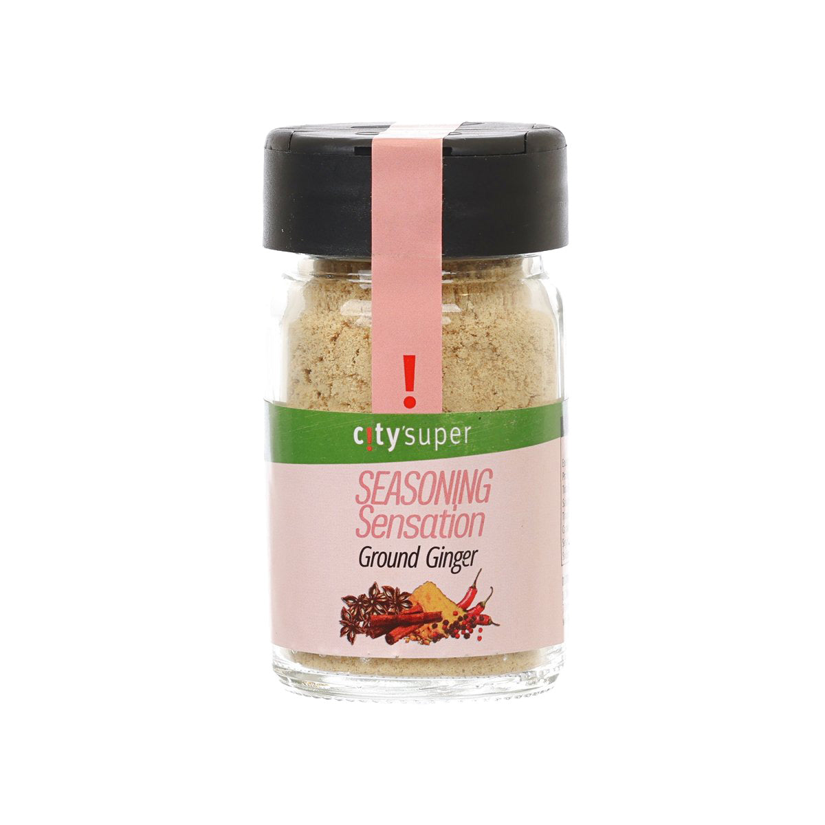 Ground ginger seasoning bottle with CITYSUPER front label on a glass jar