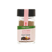 CITYSUPER ground coriander seasoning in small clear glass jar with black lid
