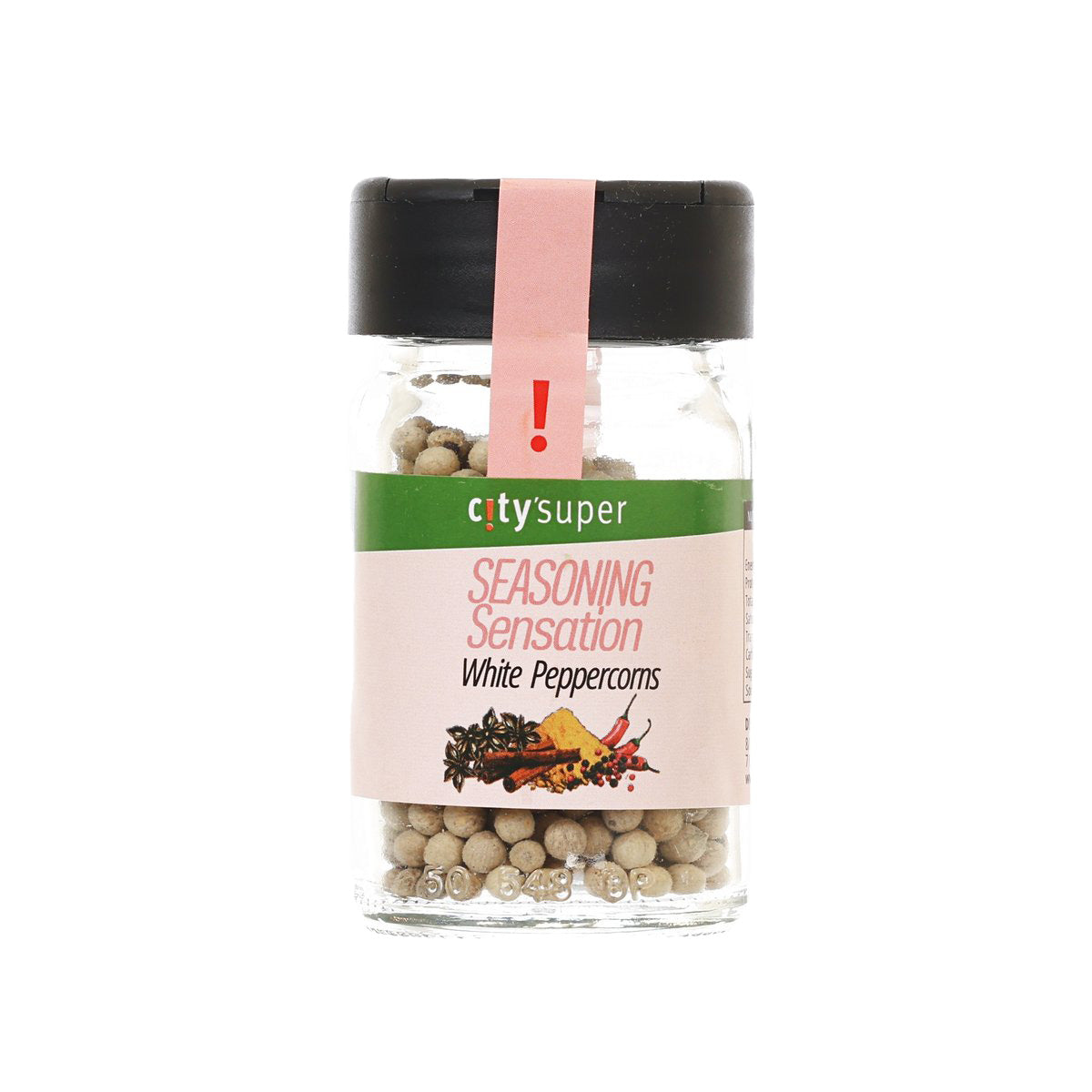 CITYSUPER white peppercorns jar, glass bottle with black lid