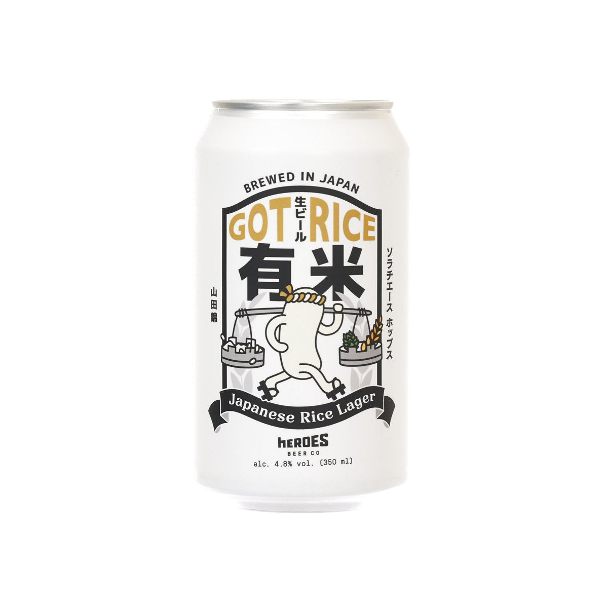 HEROES Japanese rice lager beer can, 350 mL, 4.8% Alc