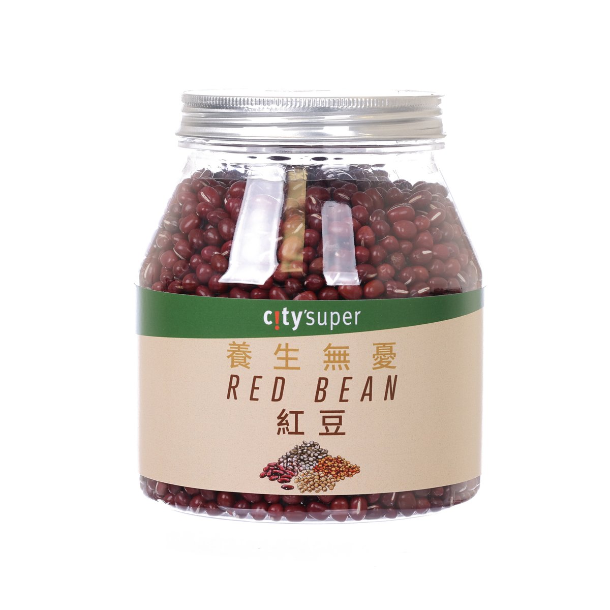 CITYSUPER red bean jar with green-and-beige label and metal lid