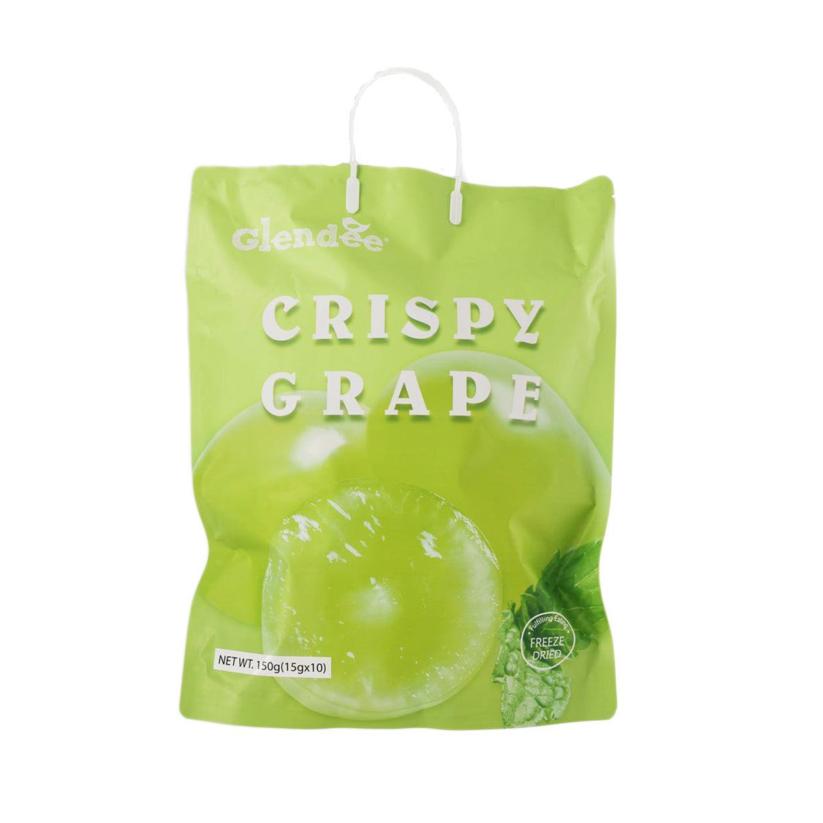 Greenday crispy grape snack bag, lime green pouch with hanging loop handle
