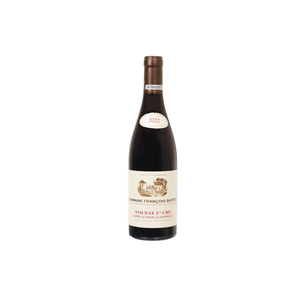 Volnay 1er Cru Carelle sous la Chapelle 2022 wine bottle, front label, 750mL