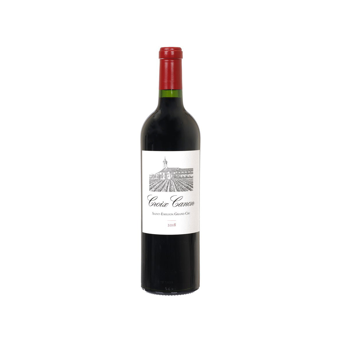 Croix Canon red wine bottle with front label and red foil cap