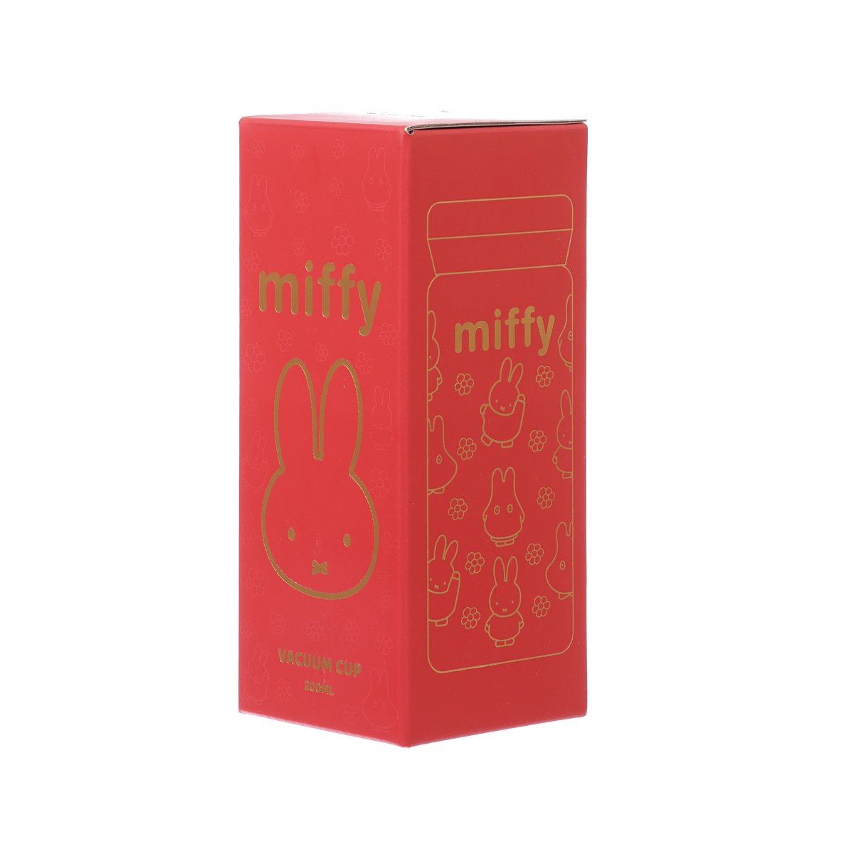 Red miffy thermal cup box with side graphics and small picture window