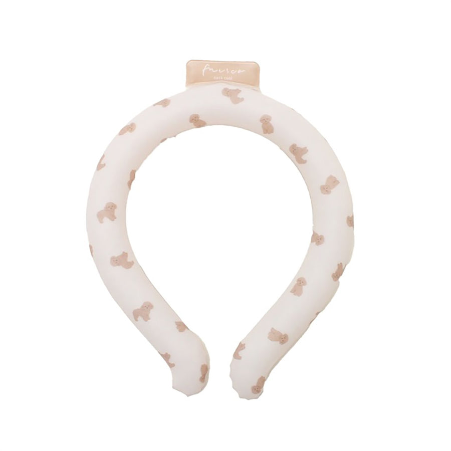 Cream U-shaped cooling ring with small poodle prints, fabric neck support