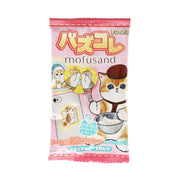 Pink pouch snack with cute cat characters and egg-cookies graphic artwork