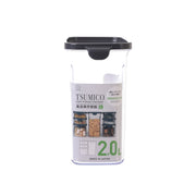KOKUBO TSUMICO L food storage container with gray snap lid, clear body
