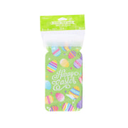 Happy Easter green zipper cello treat bag with pastel eggs and bows (single bag)