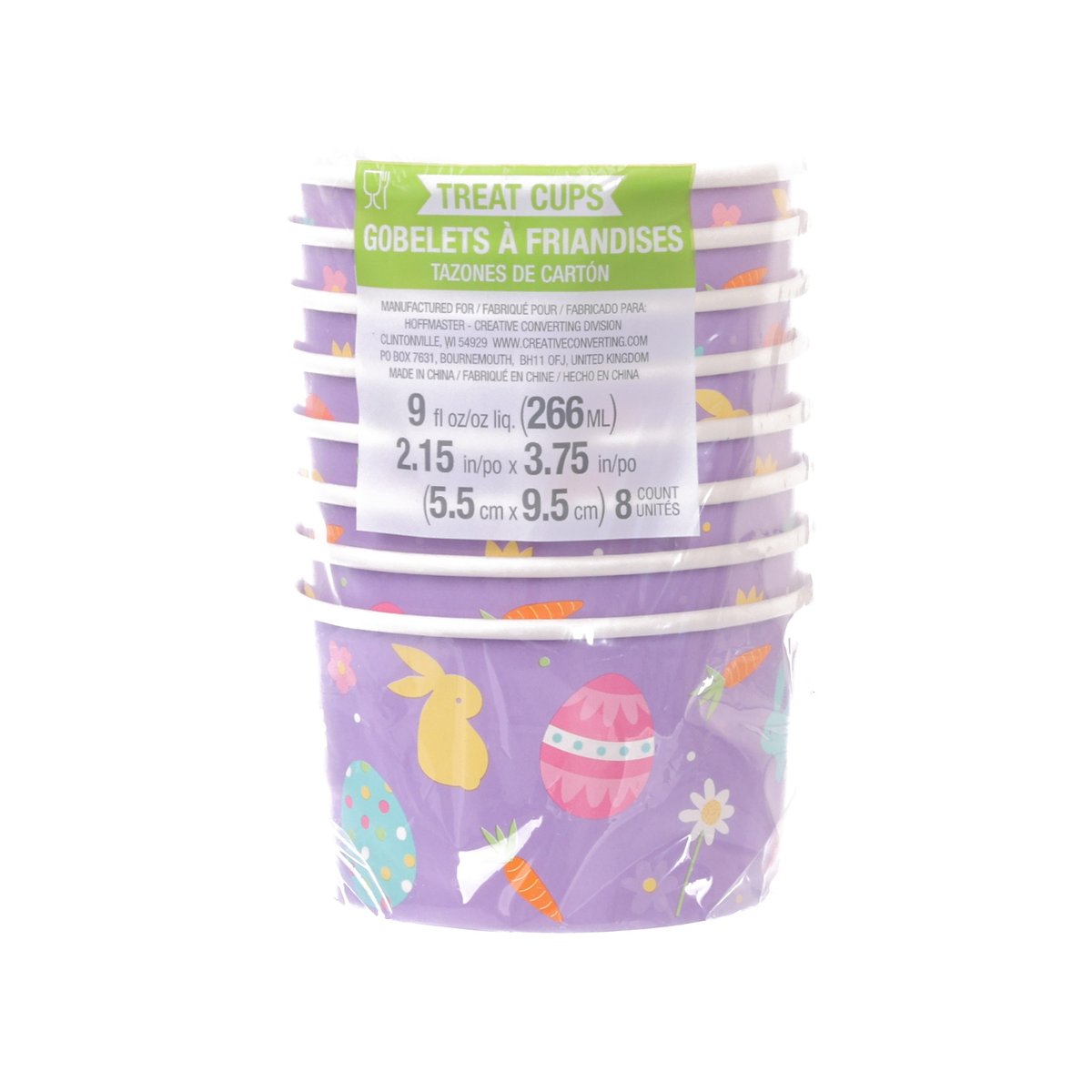 Easter paper table cover package with purple stacked graphic and size text