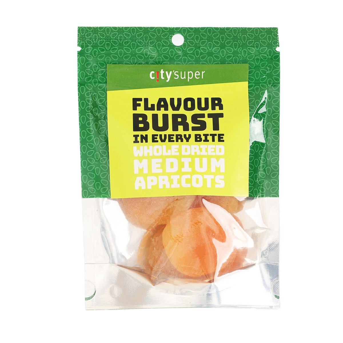 CITYSUPER whole dried medium apricots in clear pouch with whole orange pieces