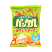 Green double-cheese corn snack bag with cartoon snack chips on front