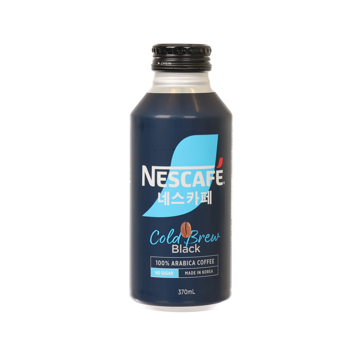 NESCAFE cold brew black coffee beverage bottle, 370 mL, dark blue label