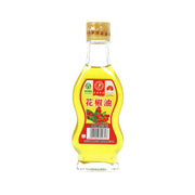 Sichuan pepper oil bottle, 110 mL glass with gold cap and red-yellow label