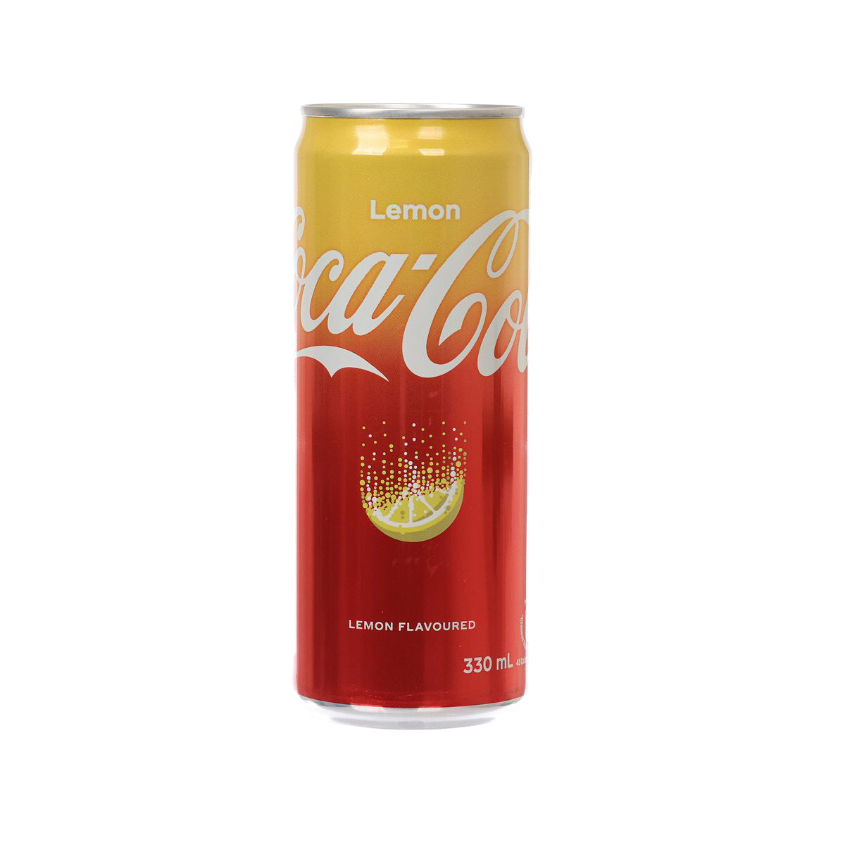 COCA-COLA Lemon flavored coke tall can, 330 mL, red with yellow top
