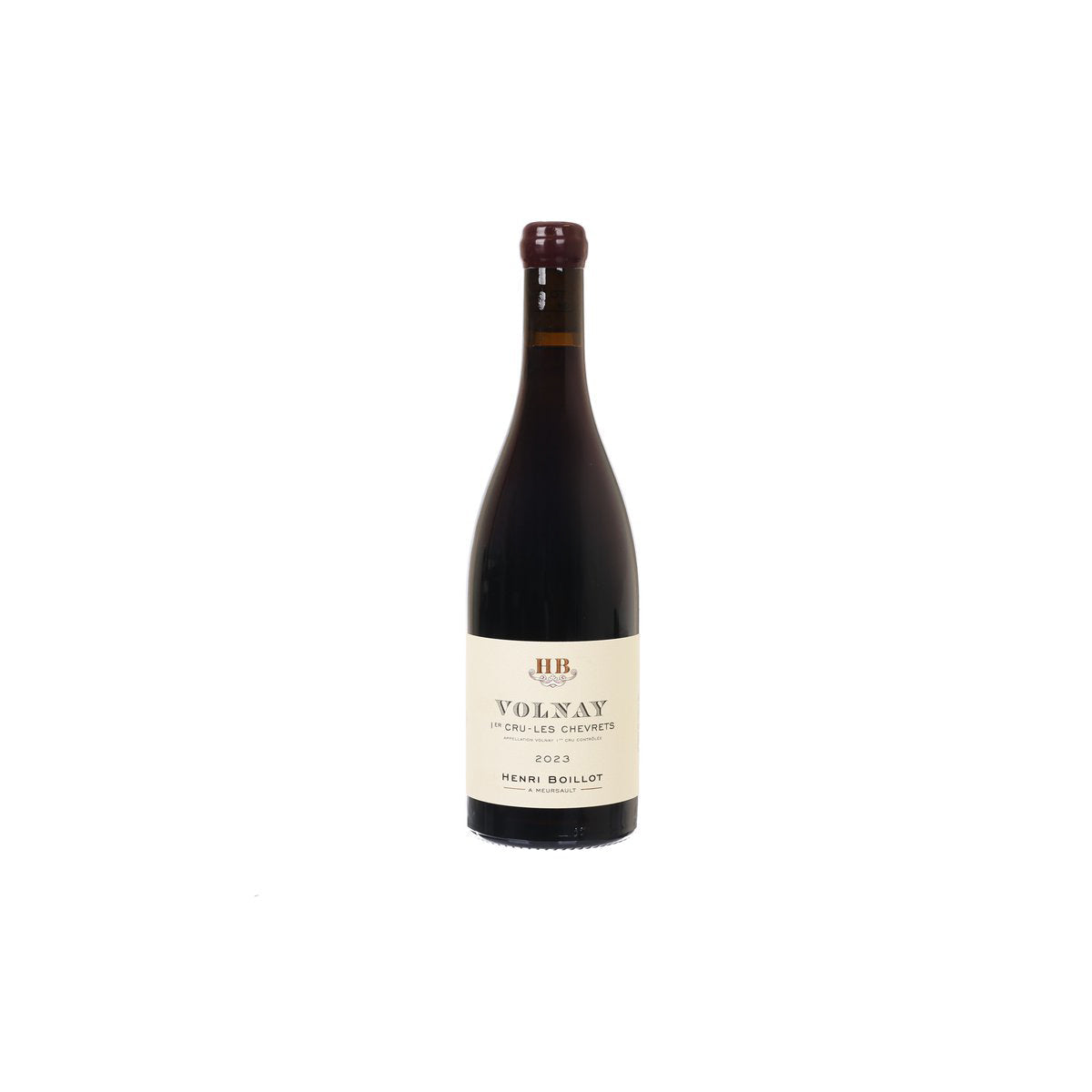 Volnay red wine bottle with front label and 2023 vintage
