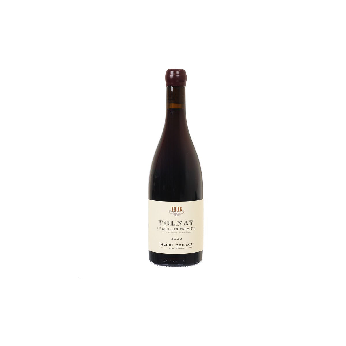 Wine bottle, front label: Volnay 1er Cru Fremiets 2023 by Henri Boillot
