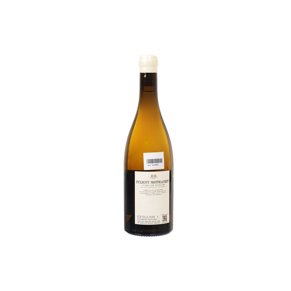 Wine bottle with back label and barcode, amber glass, 750 mL