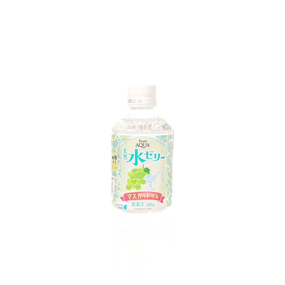 FROM AQUA water jelly drink bottle, muscat grape flavor, front label view