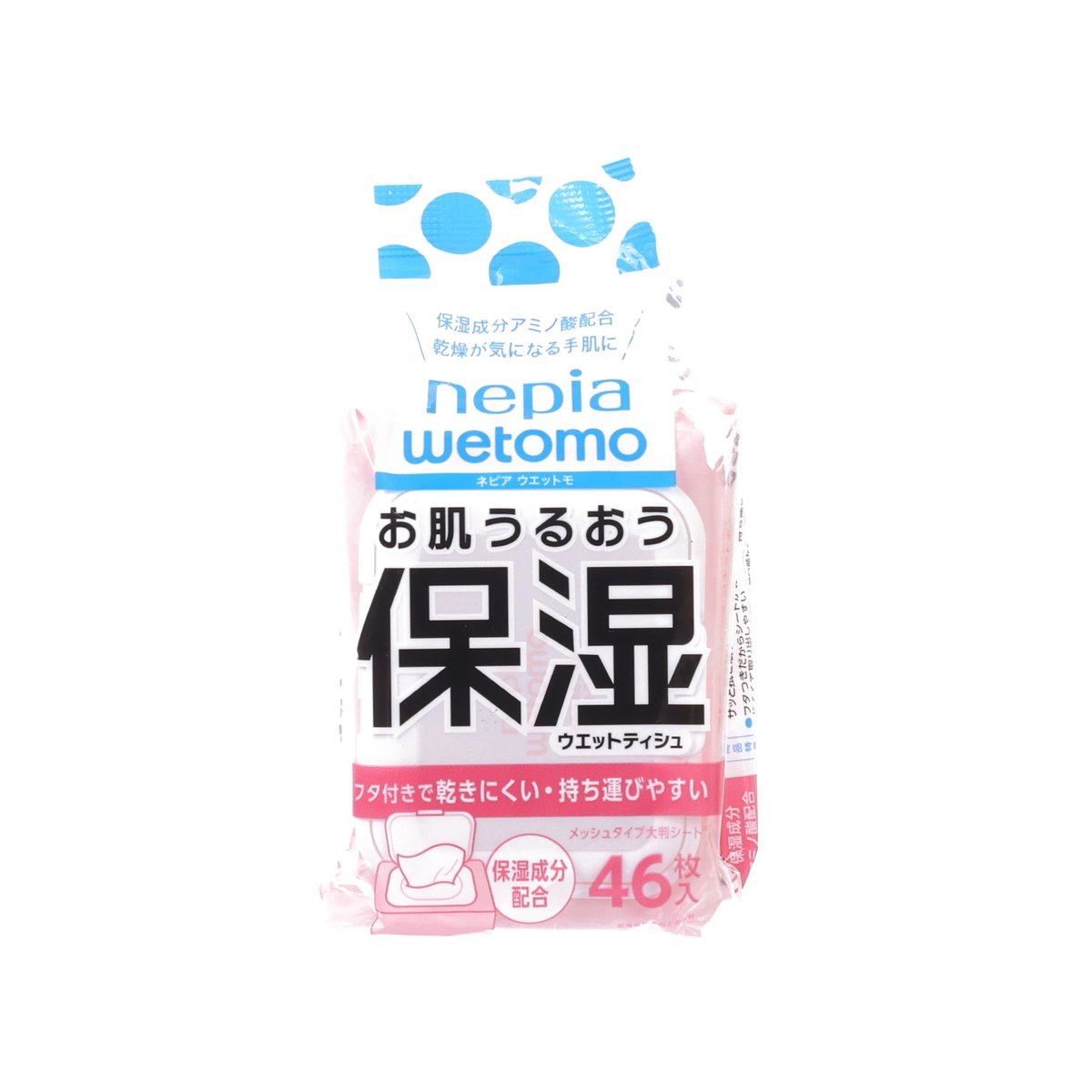 Moisturizing wet wipes pouch, 46-count, white and pink packaging