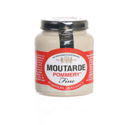 Mustard jar POMMERY Fireman's mustard, beige condiment in glass with black lid